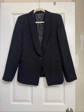 DKNY Black Shawl-Collar Single-Button Blazer